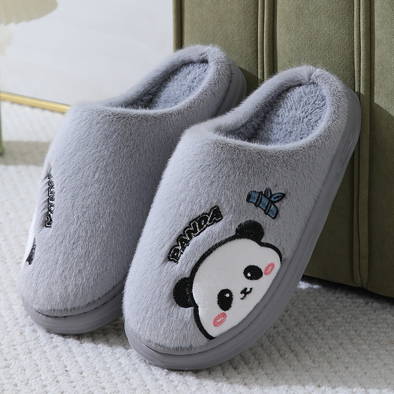 Cute Cartoon Panda Slippers Home Winter Warm Thick-soled Floor Bedroom