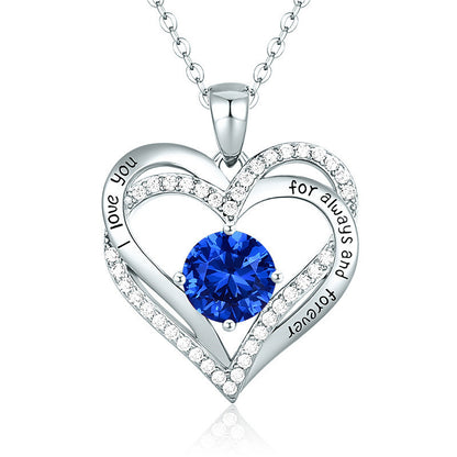 Female 925 Silver Twelve Birthstone Pendant Necklace