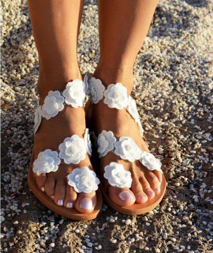 Flowers Flat Bottom Sandals