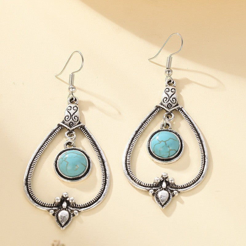 Ethnic Style Retro Hollow Water Droplet Earrings