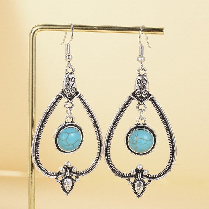 Ethnic Style Retro Hollow Water Droplet Earrings