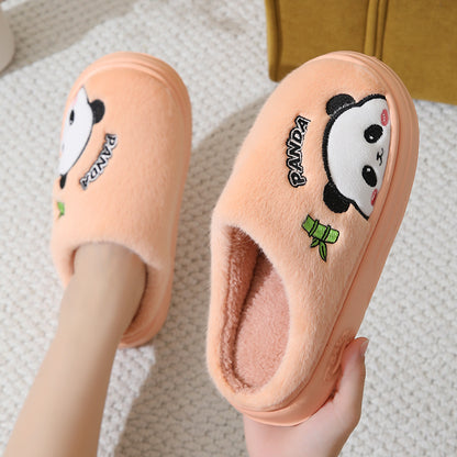 Cute Cartoon Panda Slippers Home Winter Warm Thick-soled Floor Bedroom