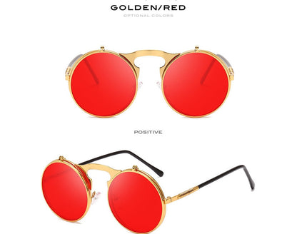 Round frame flip sunglasses