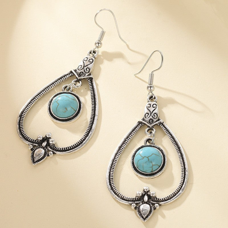 Ethnic Style Retro Hollow Water Droplet Earrings