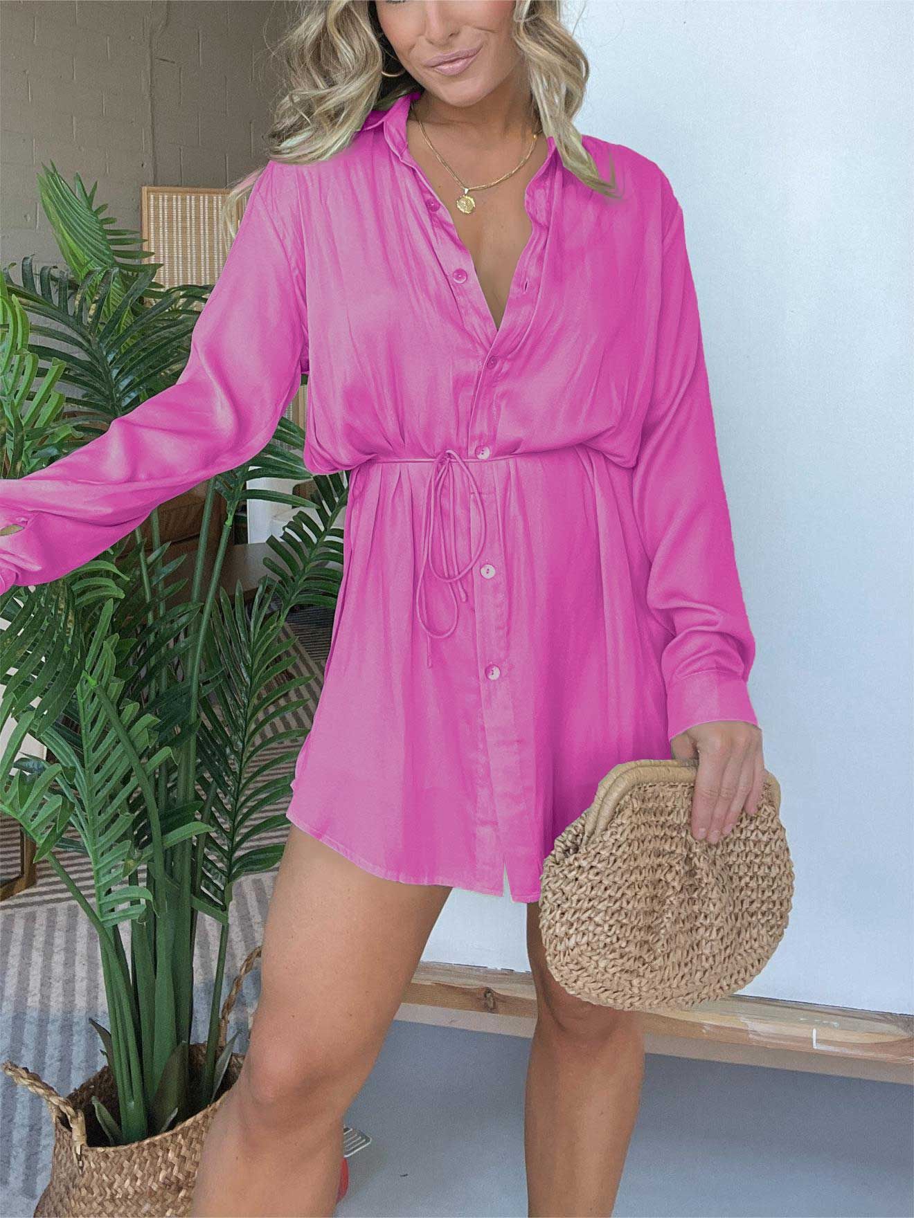 Button Fashion Shirt Dress