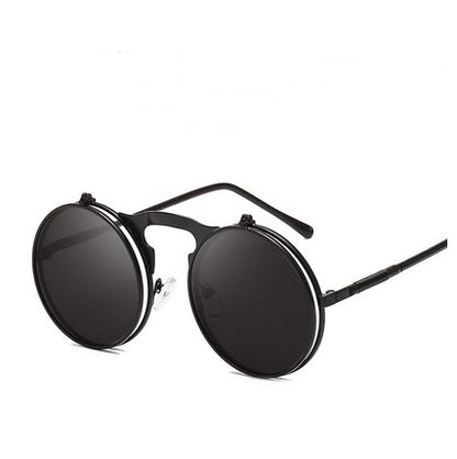 Round frame flip sunglasses