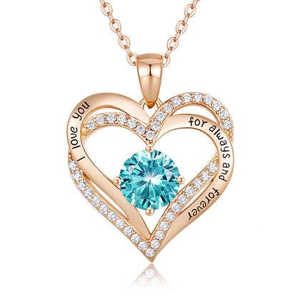 Female 925 Silver Twelve Birthstone Pendant Necklace