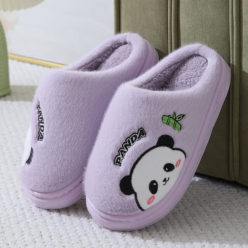 Cute Cartoon Panda Slippers Home Winter Warm Thick-soled Floor Bedroom