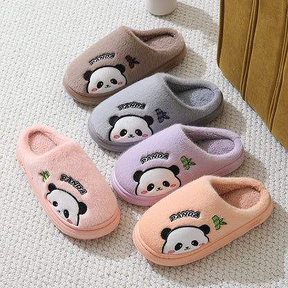 Cute Cartoon Panda Slippers Home Winter Warm Thick-soled Floor Bedroom