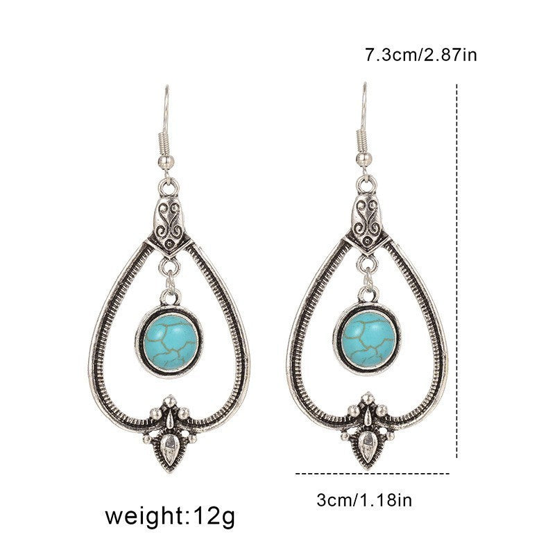 Ethnic Style Retro Hollow Water Droplet Earrings