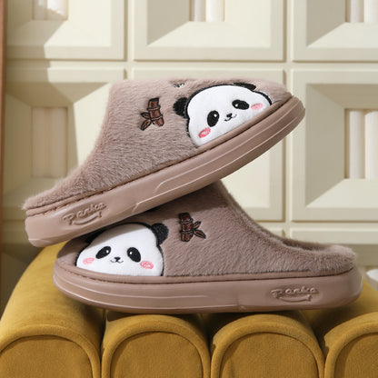 Cute Cartoon Panda Slippers Home Winter Warm Thick-soled Floor Bedroom