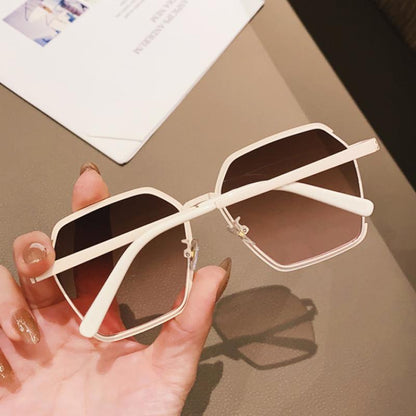 Oversized Sunglasses Half-Frame Uv400