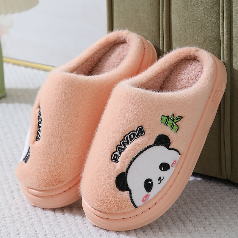 Cute Cartoon Panda Slippers Home Winter Warm Thick-soled Floor Bedroom