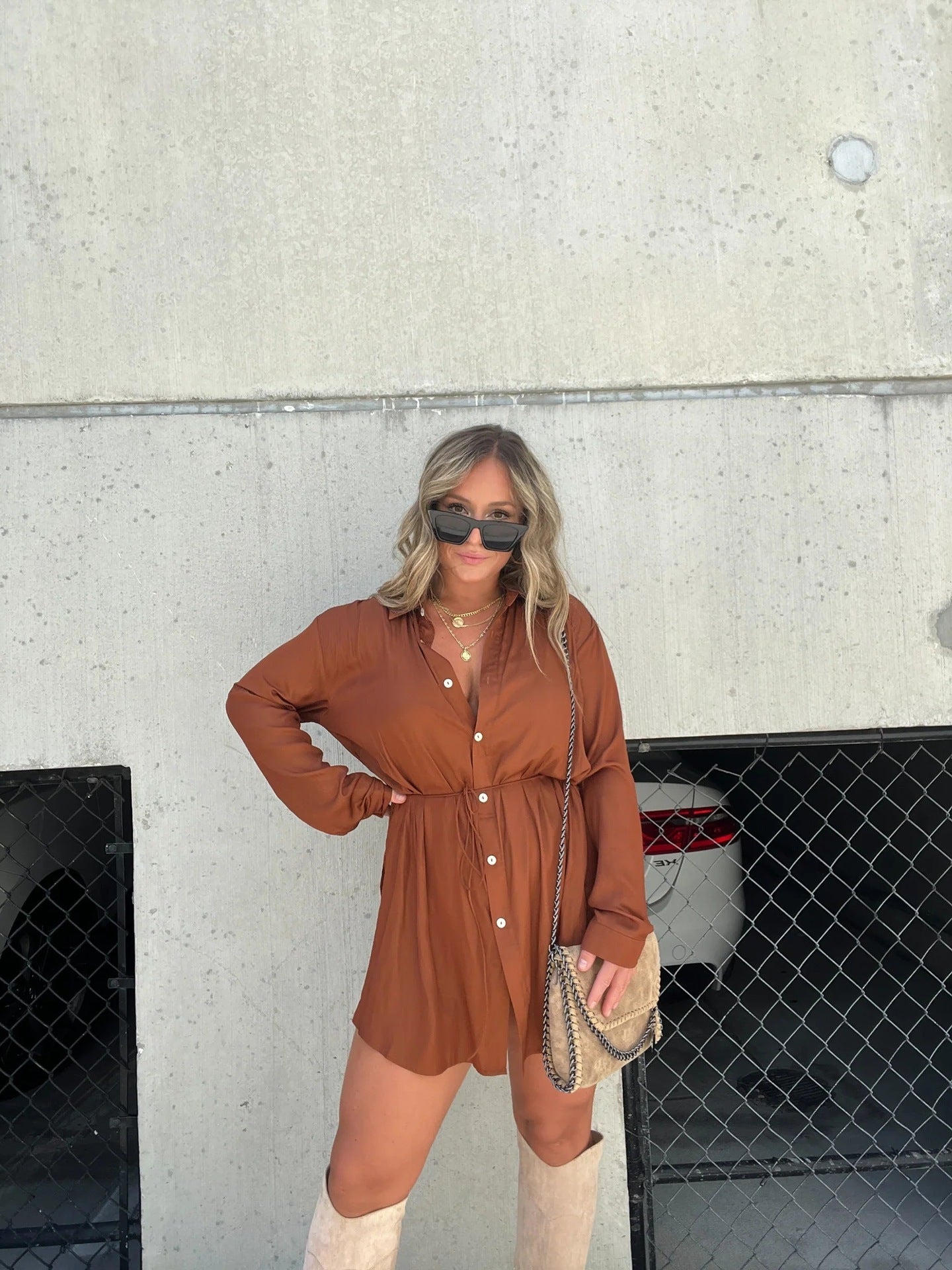 Button Fashion Shirt Dress