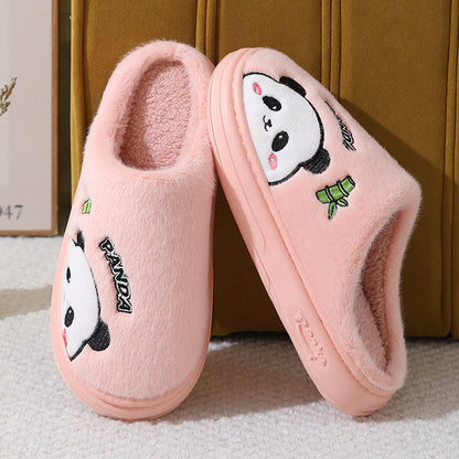 Cute Cartoon Panda Slippers Home Winter Warm Thick-soled Floor Bedroom