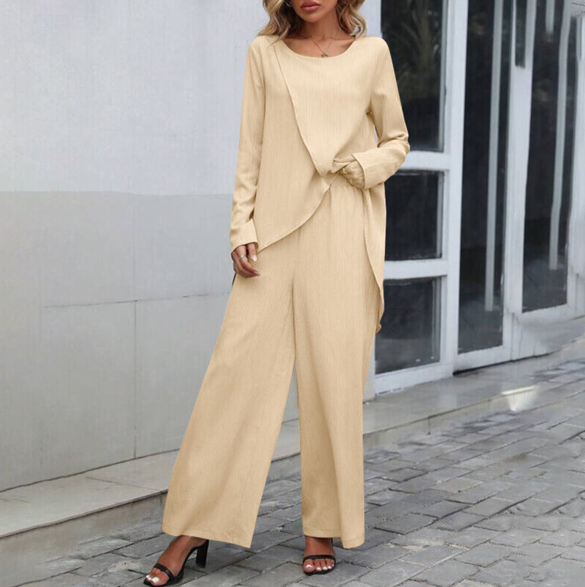 Long Sleeve Wide Leg Trousers