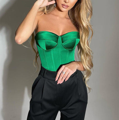 Strapless Satin Crop Top