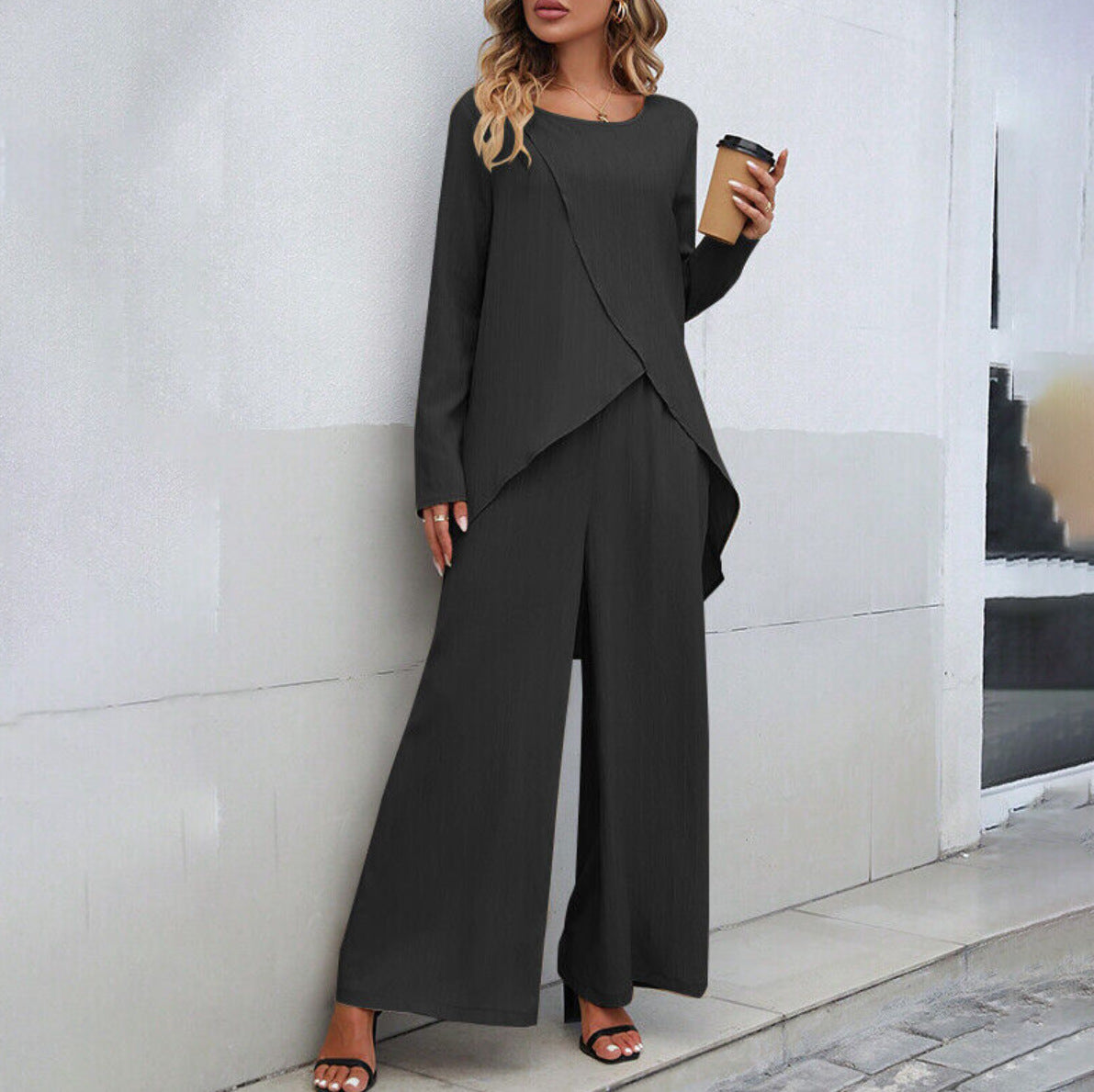 Long Sleeve Wide Leg Trousers