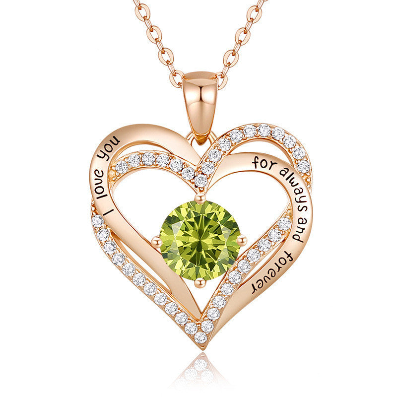 Female 925 Silver Twelve Birthstone Pendant Necklace