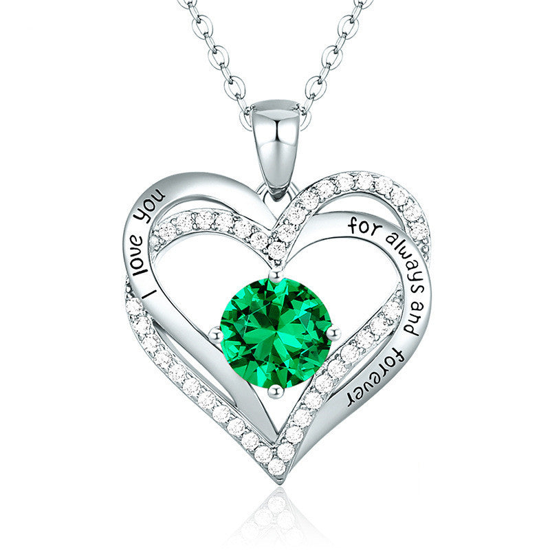 Female 925 Silver Twelve Birthstone Pendant Necklace