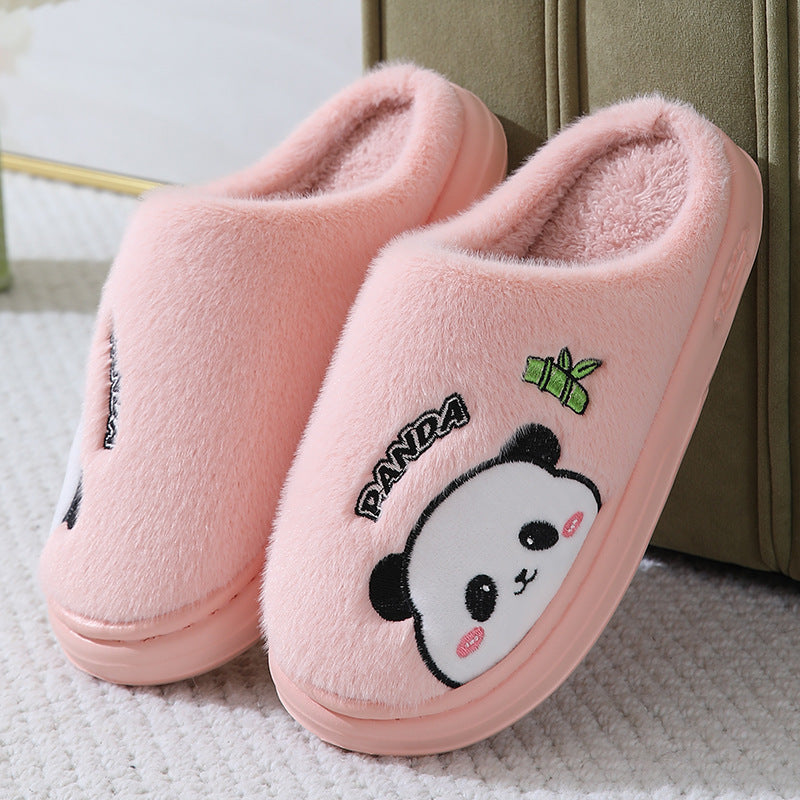 Cute Cartoon Panda Slippers Home Winter Warm Thick-soled Floor Bedroom