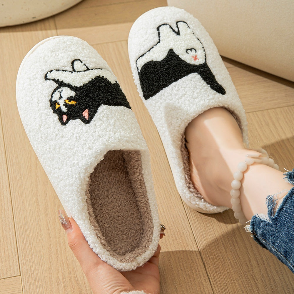 Winter Couples Shoes Fuzzy Warm Soft Slippers