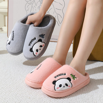 Cute Cartoon Panda Slippers Home Winter Warm Thick-soled Floor Bedroom