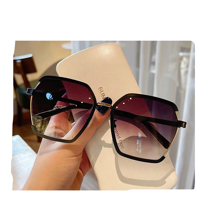 Oversized Sunglasses Half-Frame Uv400