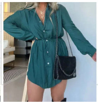 Button Fashion Shirt Dress