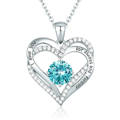 Female 925 Silver Twelve Birthstone Pendant Necklace