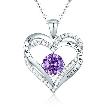 Female 925 Silver Twelve Birthstone Pendant Necklace