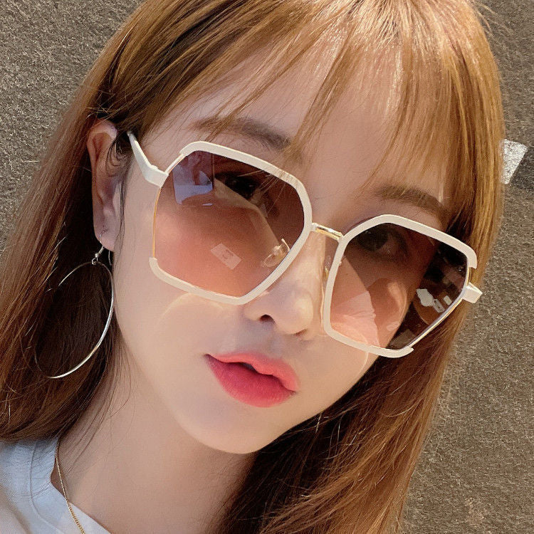 Oversized Sunglasses Half-Frame Uv400