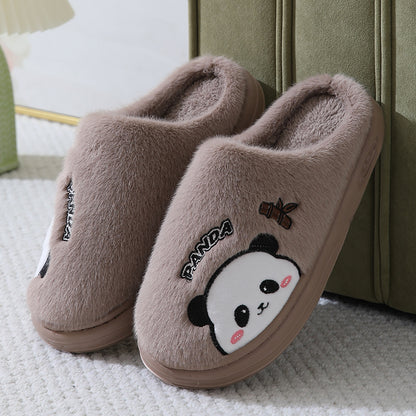 Cute Cartoon Panda Slippers Home Winter Warm Thick-soled Floor Bedroom